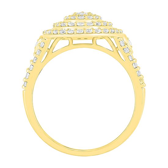 Womens 1 CT. T.W. Natural White Diamond 10K Gold Halo Cocktail Ring