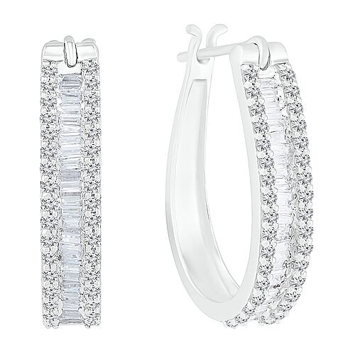 Womens 1 CT. T.W. Natural White Diamond 10K Gold 22.5mm Hoop Earrings, One Size