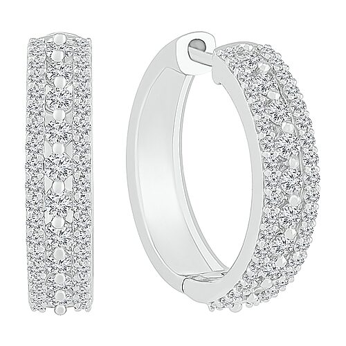 Womens 1 CT. T.W. Natural White Diamond 10K Gold 20mm Hoop Earrings, One Size