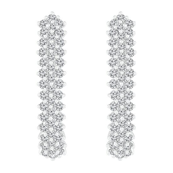 Womens 1 CT. T.W. Natural White Diamond 10K Gold 24mm Hoop Earrings