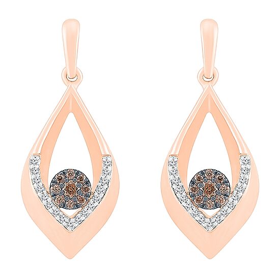 Womens 1/4 CT. T.W. Natural Champagne Diamond 10K Gold Pear Drop Earrings