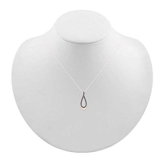 Womens 1/8 CT. T.W. Natural Champagne Diamond 10K Gold Pear 18 Inch Pendant Necklace