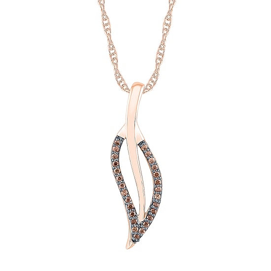 Womens 1/10 CT. T.W. Natural Champagne Diamond 10K Gold 18 Inch Pendant Necklace