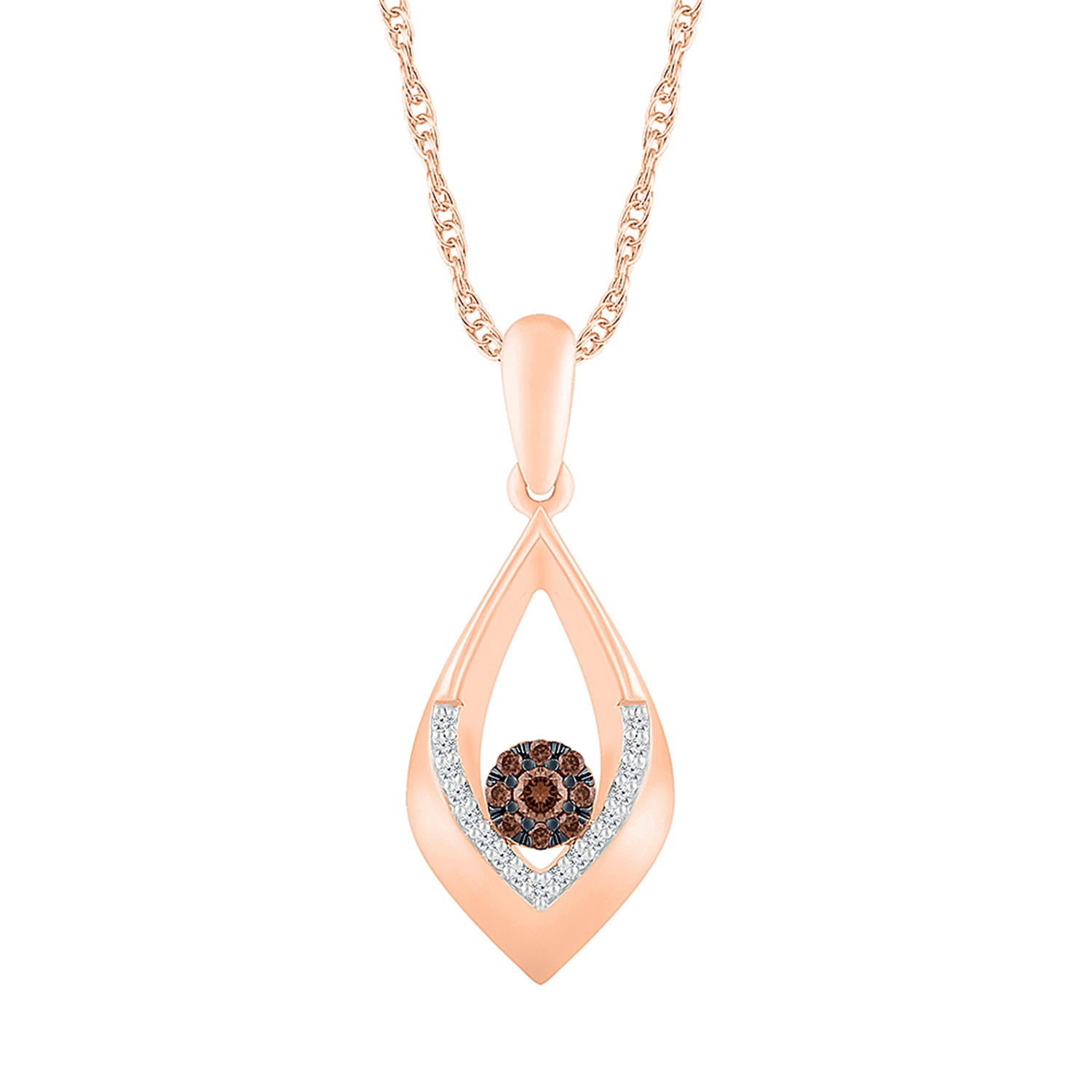 Womens 1/5 CT. Natural Champagne Diamond 10K Gold Pear 18 Inch Pendant Necklace