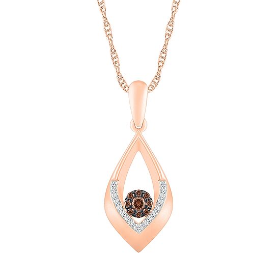 Womens 1/5 CT. Natural Champagne Diamond 10K Gold Pear 18 Inch Pendant Necklace