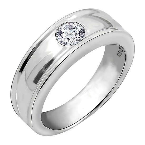 Mens 7MM 1/2 CT. T.W. Genuine Cubic Zirconia Sterling Silver Wedding Band