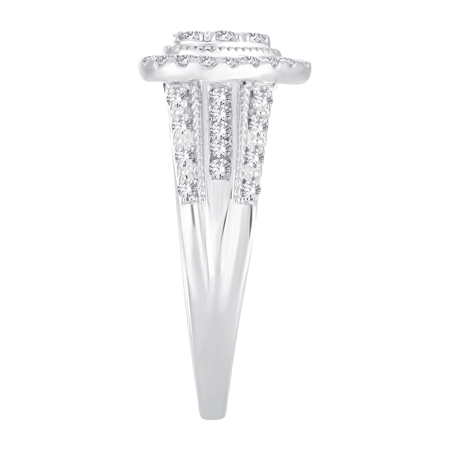 Womens 1/2 CT.T.W. Natural Diamond 10K or 14K White Gold Pear Side Stone Halo Engagement Ring