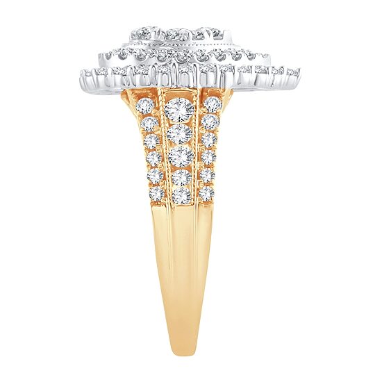 Womens 1 1/2 CT. T.W. Natural White Diamond 10K Gold Pear Halo Engagement Ring