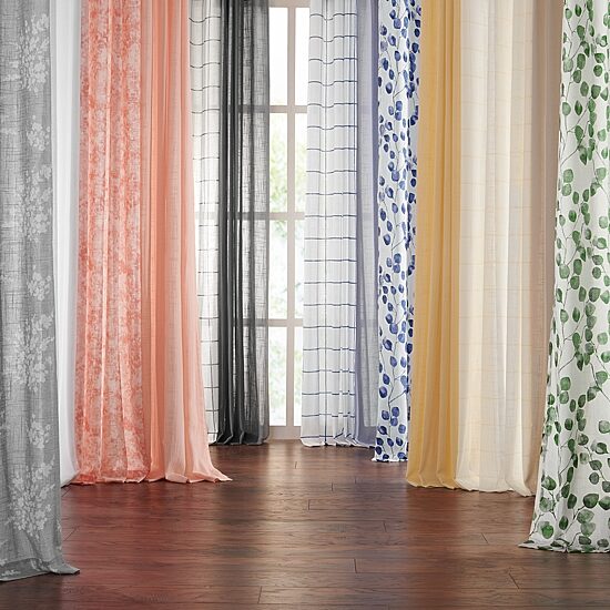 Fieldcrest Arden Windowpane Cotton Grommet Top Sheer Single Curtain Panel