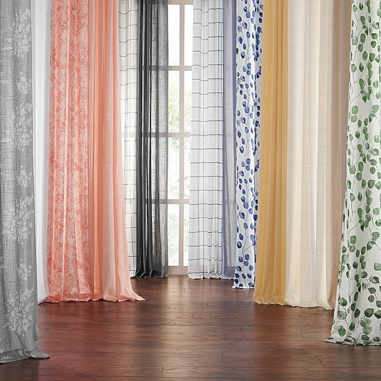 Fieldcrest Arden Tossed Bouquet Cotton Grommet Top Sheer Single Curtain Panel