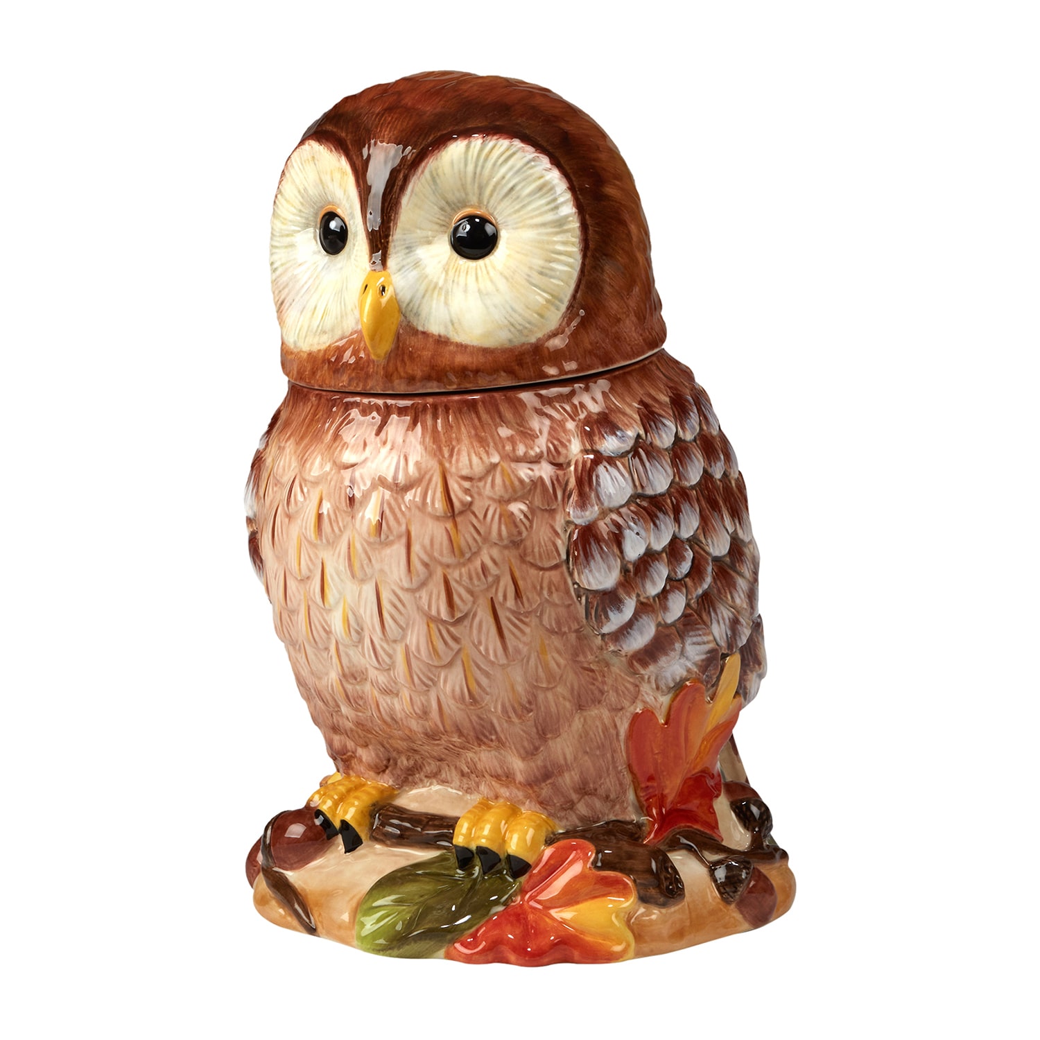Certified International Pine Forest 3-D Owl Cookie Jar 10"