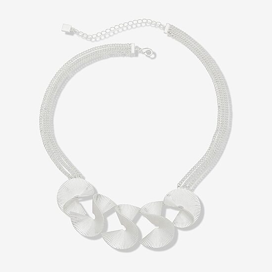 Worthington Silver Tone Womens 17 Inch Collar Necklace