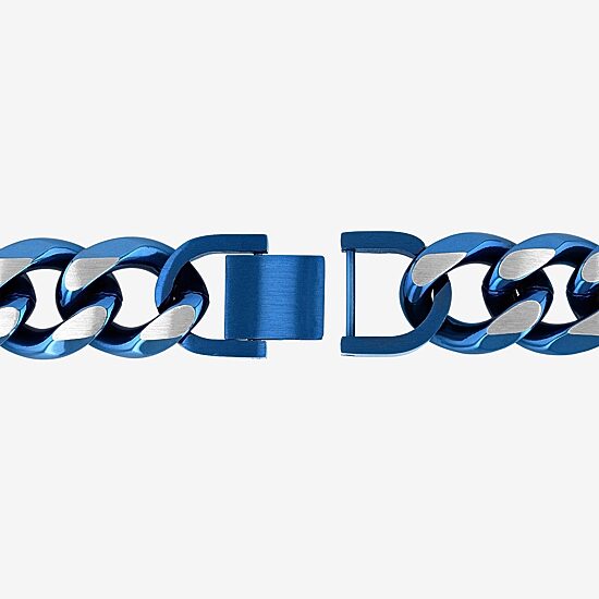 Blue Stainless Steel Solid Curb Chain Bracelet