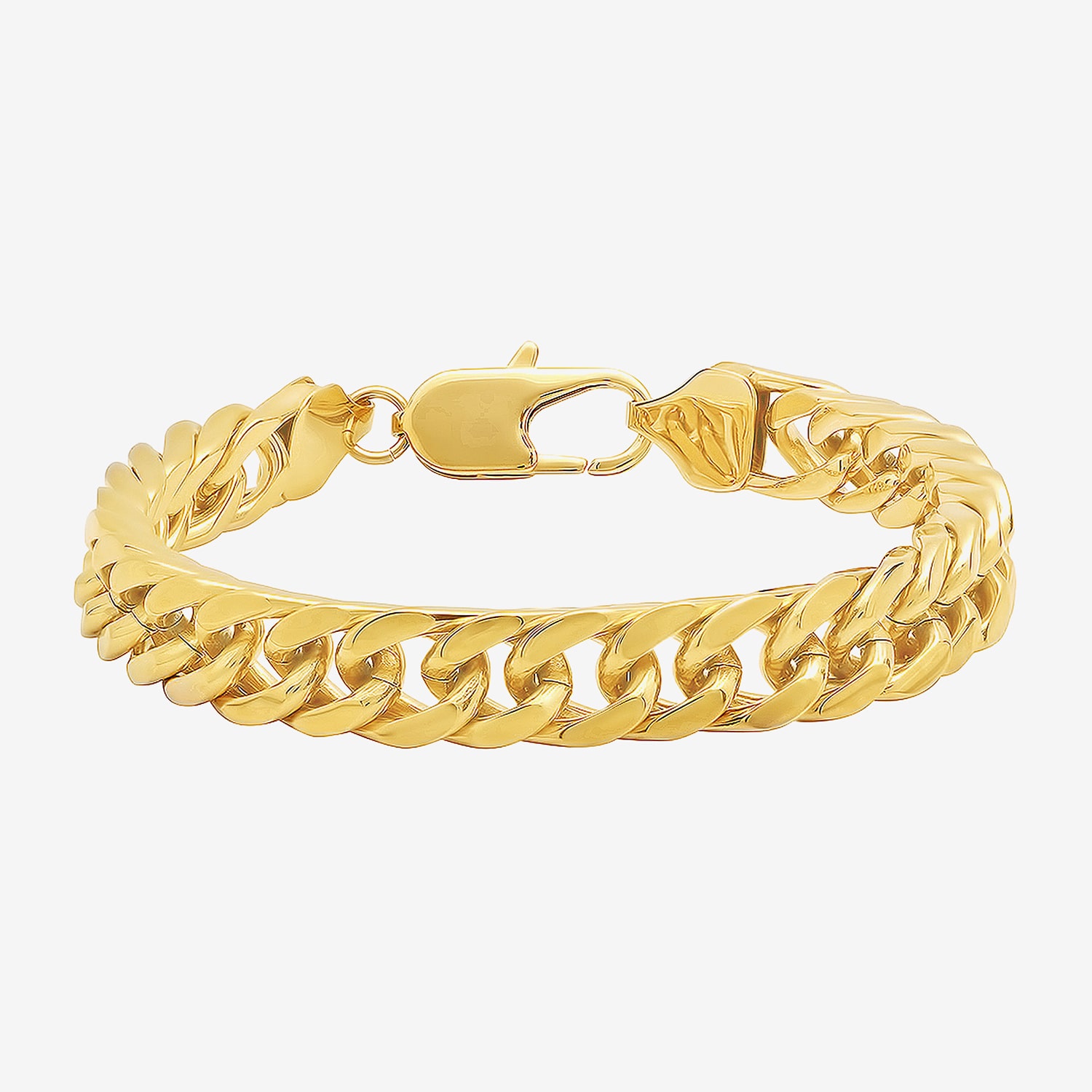 Mens Stainless Steel 9 Inch Solid Curb Chain Bracelet