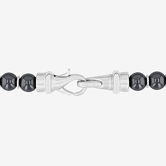 Mens Gray Hematite 20 Inch Beaded Necklace