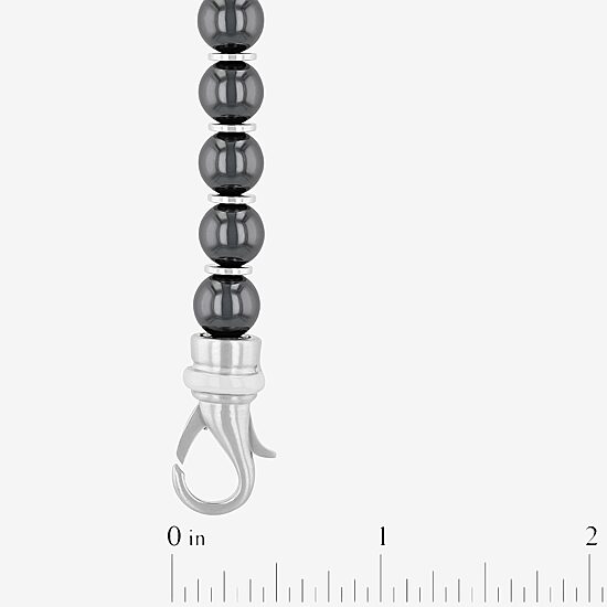 Mens Gray Hematite 20 Inch Beaded Necklace