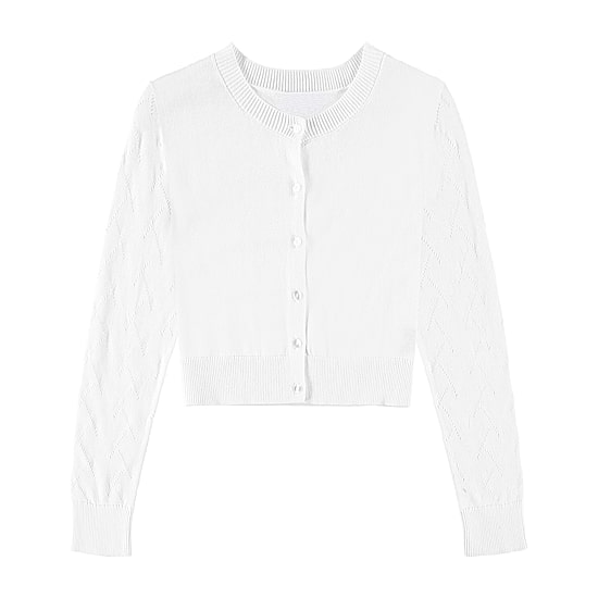 Byer California Girls Round Neck Long Sleeve Button Cardigan