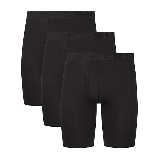 Hanes Originals Ultimate Supersoft Mens 3 Pack Long Leg Boxer Briefs Uo2ll3