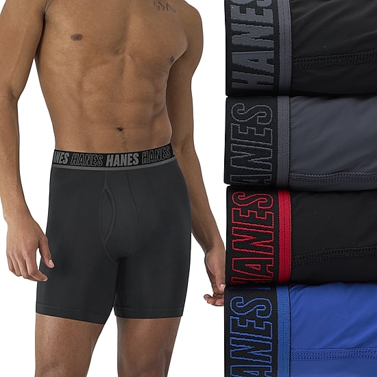 Hanes Moves X-Temp Performance Total Support Pouch Mens 4 Pack Support Pouch Boxer Briefs Umsbe4