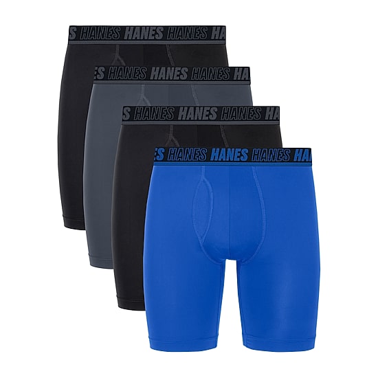 Hanes Moves X-Temp Performance Total Support Pouch Mens 4 Pack Support Pouch Long Leg Boxer Briefs Umsld4