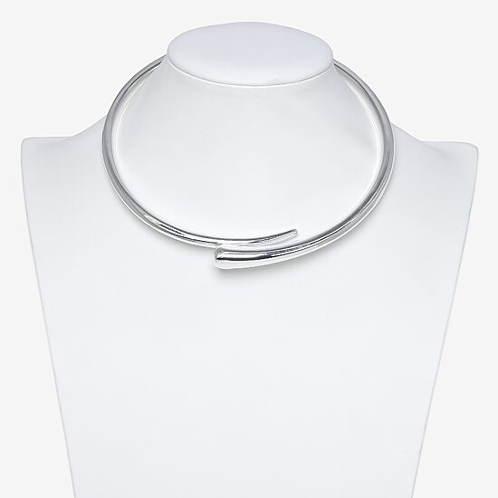 Bold Elements Silver Tone Womens 10 Inch Collar Necklace