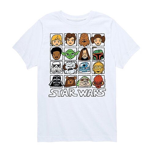 Disney Collection Little & Big Kid Boys Crew Neck Short Sleeve Regular Fit Star Wars Graphic T-Shirt, X-large, White