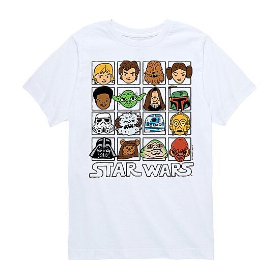Disney Collection Little & Big Kid Boys Crew Neck Short Sleeve Regular Fit Star Wars Graphic T-Shirt