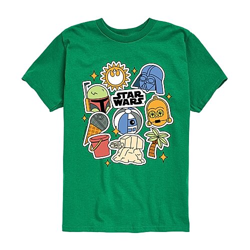 Disney Collection Little & Big Kid Boys Crew Neck Short Sleeve Regular Fit Star Wars Graphic T-Shirt, X-large, Green