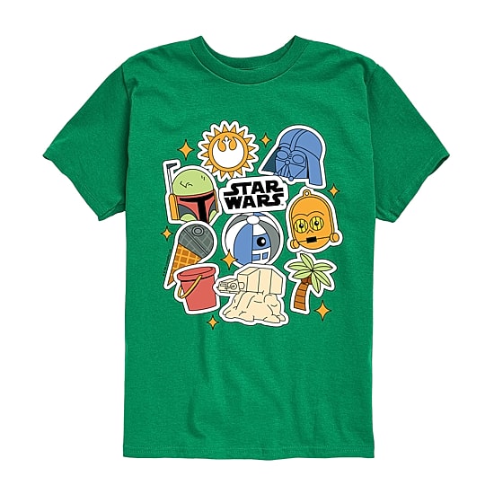 Disney Collection Little & Big Kid Boys Crew Neck Short Sleeve Regular Fit Star Wars Graphic T-Shirt