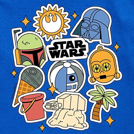 Disney Collection Little & Big Kid Boys Crew Neck Short Sleeve Regular Fit Star Wars Graphic T-Shirt