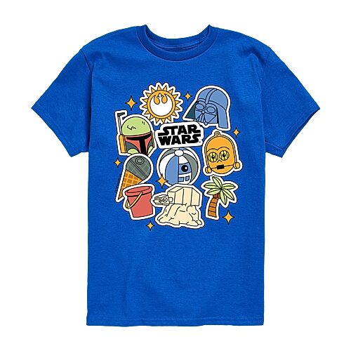 Disney Collection Little & Big Kid Boys Crew Neck Short Sleeve Regular Fit Star Wars Graphic T-Shirt, X-large, Blue