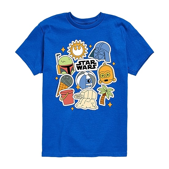 Disney Collection Little & Big Kid Boys Crew Neck Short Sleeve Regular Fit Star Wars Graphic T-Shirt