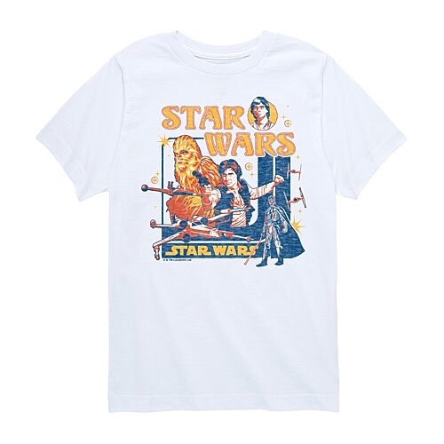 Disney Collection Little & Big Kid Boys Crew Neck Short Sleeve Regular Fit Star Wars Graphic T-Shirt, X-large, White
