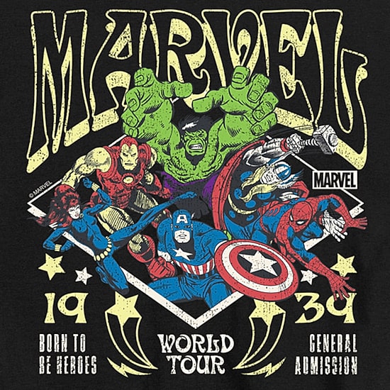 Disney Collection Little & Big Kid Boys Crew Neck Short Sleeve Regular Fit Avengers Graphic T-Shirt