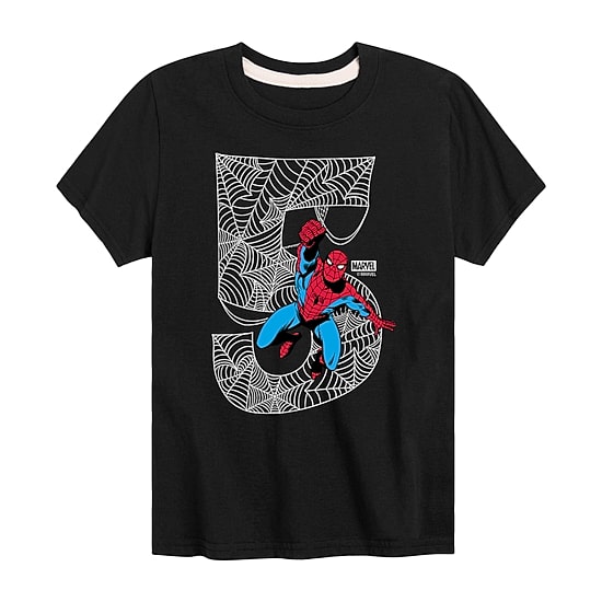 Disney Collection Little & Big Kid Boys Crew Neck Short Sleeve Regular Fit Spiderman Graphic T-Shirt
