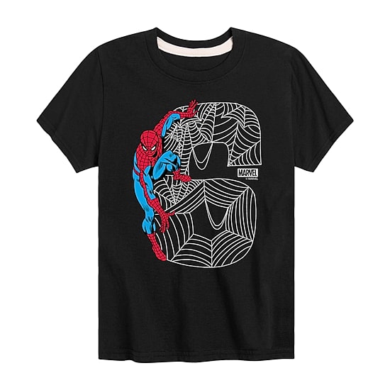 Disney Collection Little & Big Kid Boys Crew Neck Short Sleeve Regular Fit Spiderman Graphic T-Shirt