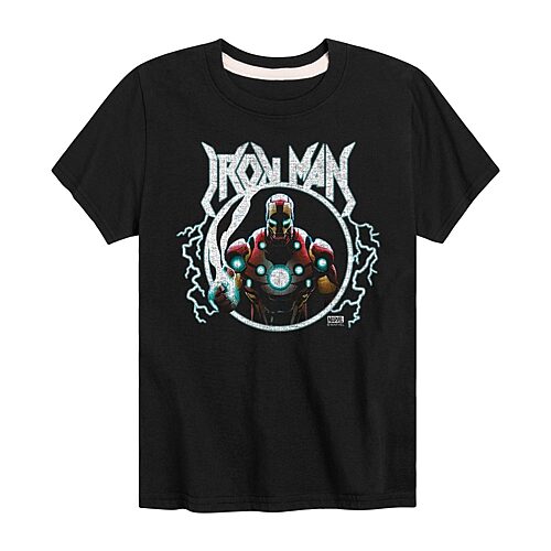 Disney Collection Little & Big Kid Boys Crew Neck Short Sleeve Regular Fit Iron Man Graphic T-Shirt, X-large, Black