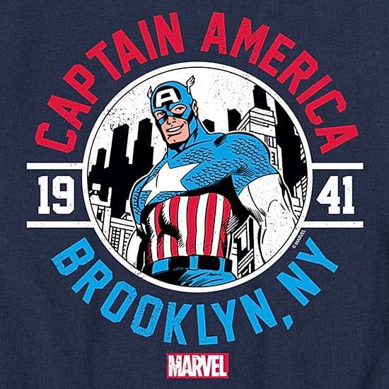 Disney Collection Little & Big Kid Boys Crew Neck Short Sleeve Regular Fit Captain America Marvel Graphic T-Shirt