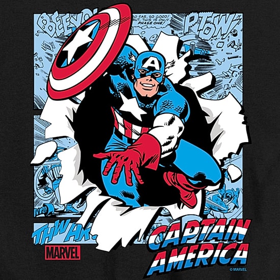 Disney Collection Brave New World Little & Big Kid Boys Crew Neck Short Sleeve Regular Fit Captain America Marvel Graphic T-Shirt