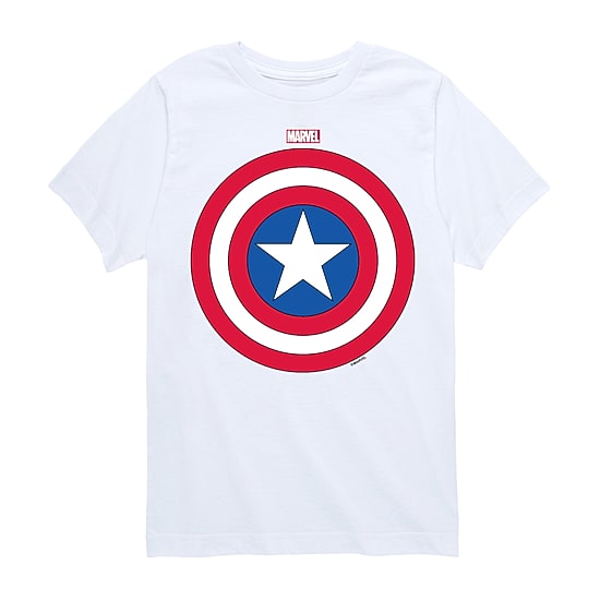 Disney Collection Little & Big Kid Boys Crew Neck Short Sleeve Regular Fit Captain America Marvel Graphic T-Shirt