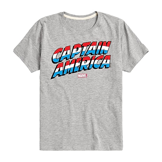 Disney Collection Brave New World Little & Big Kid Boys Crew Neck Short Sleeve Regular Fit Captain America Marvel Graphic T-Shirt