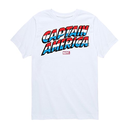 Disney Collection Brave New World Little & Big Kid Boys Crew Neck Short Sleeve Regular Fit Captain America Marvel Graphic T-Shirt, X-large, White