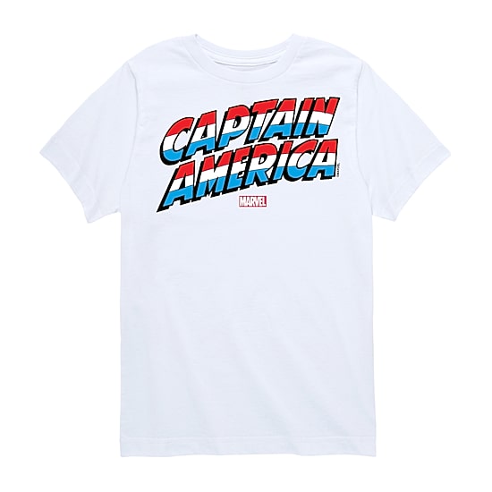 Disney Collection Brave New World Little & Big Kid Boys Crew Neck Short Sleeve Regular Fit Captain America Marvel Graphic T-Shirt