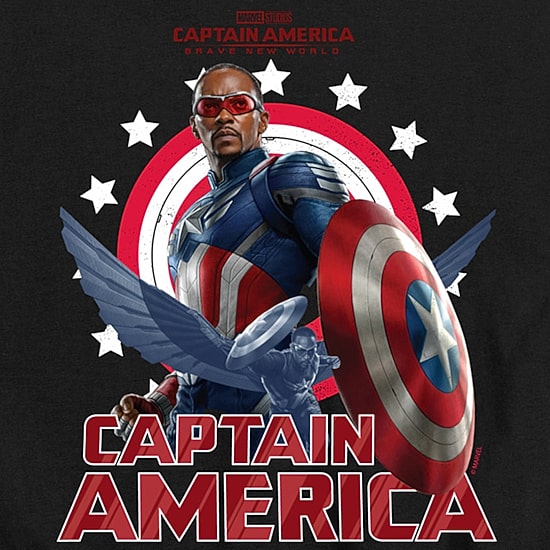 Disney Collection Captain America: Brave New World Little & Big Kid Boys Crew Neck Short Sleeve Regular Fit Captain America Marvel Graphic T-Shirt