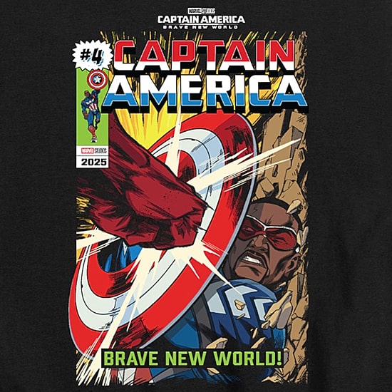 Disney Collection Little & Big Kid Boys Crew Neck Short Sleeve Regular Fit Captain America Marvel Graphic T-Shirt