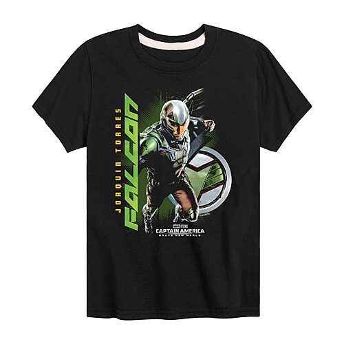 Disney Collection Brave New World Little & Big Kid Boys Crew Neck Short Sleeve Regular Fit Captain America Marvel Graphic T-Shirt, X-large, Black