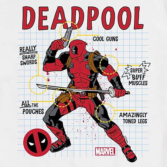 Mens Short Sleeve Deadpool Marvel Graphic T-Shirt