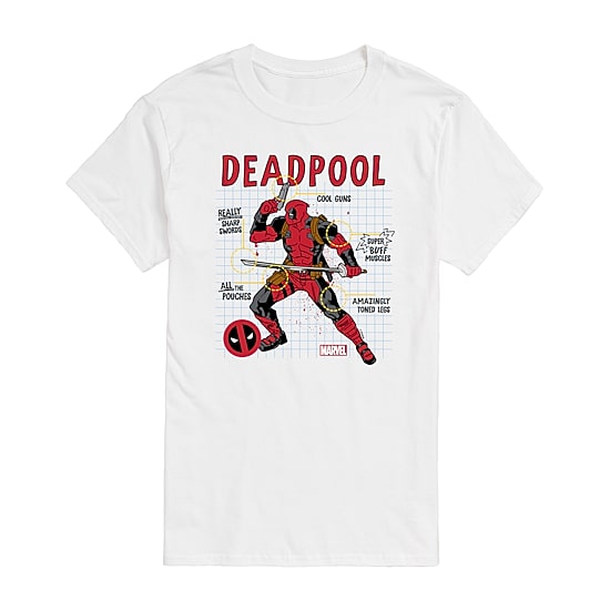 Mens Short Sleeve Deadpool Marvel Graphic T-Shirt