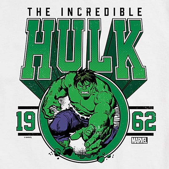 Mens Short Sleeve Hulk Marvel Graphic T-Shirt