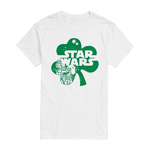 Mens Short Sleeve St. Patrick's Day Star Wars Graphic T-Shirt, X-large, White